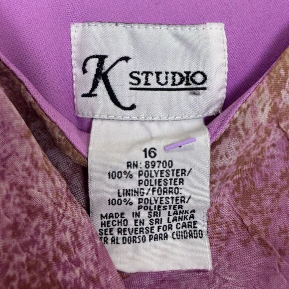 Vintage K Studio Floral Maxi Dress Size 16 Pink Tea Party Cottage Fairy Y2K Prom - Picture 8 of 9